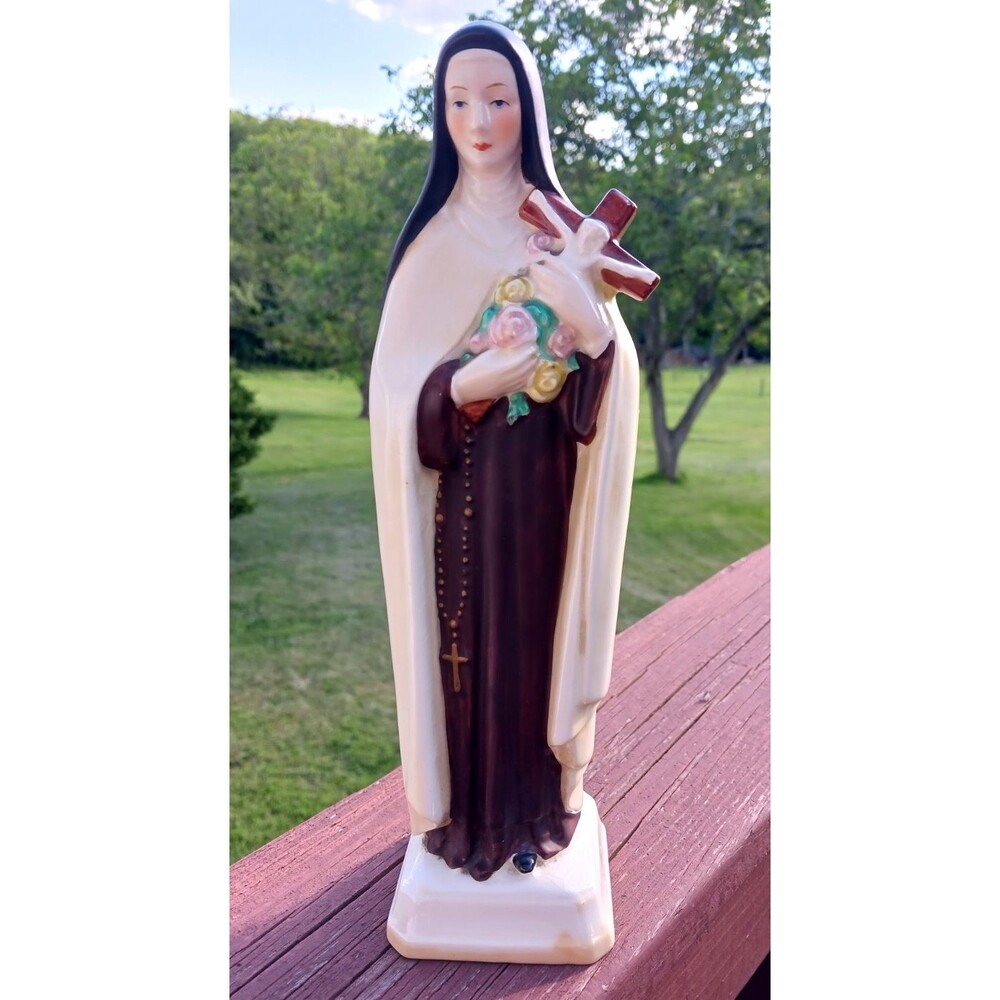 Vtg 1950s Goebel St. Therese of Lisieux 10” Statue Figurine Sacrart Germany READ
